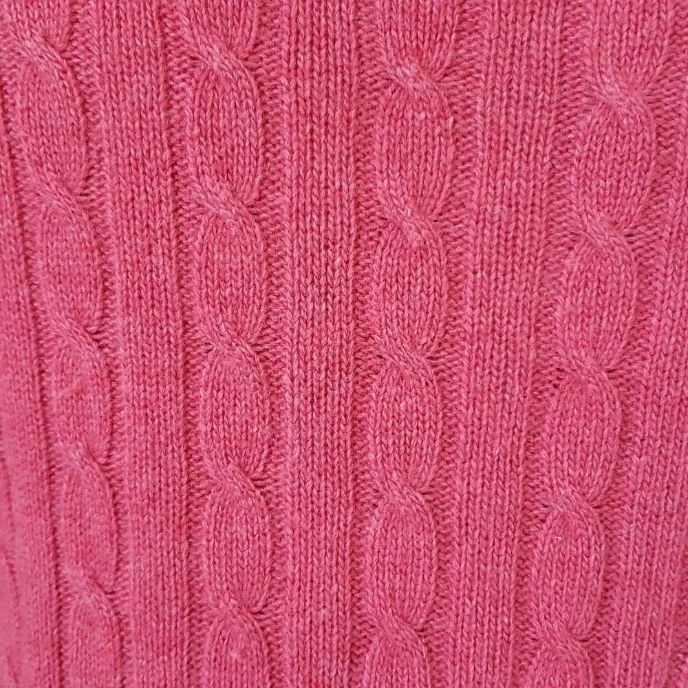 J.Crew Merino Wool Cashmere Angora Cableknit Sweater | Heather Red Pink | Size S